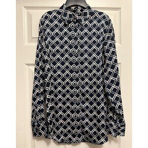 Banana Republic Women's Dillon Classic Fit Shirt, Size Medium, Navy and White